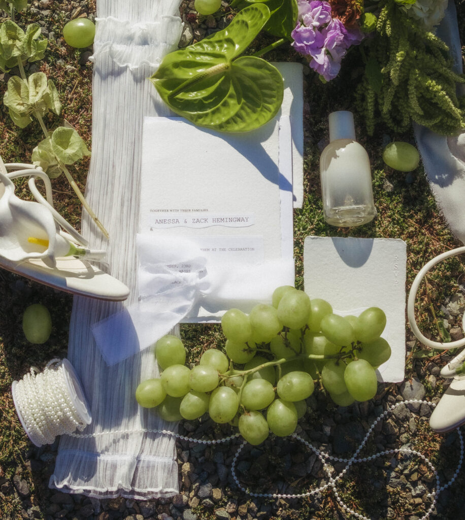 cinematic wedding flatlay