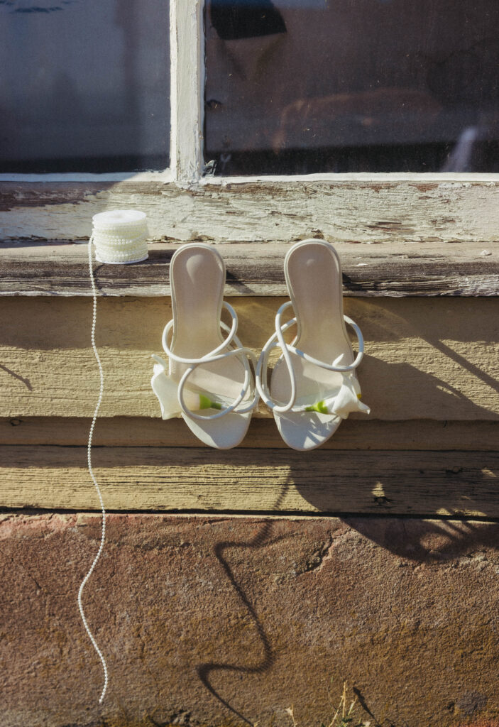editorial shots of wedding shoes
