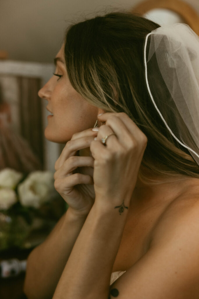 editorial bride getting ready
