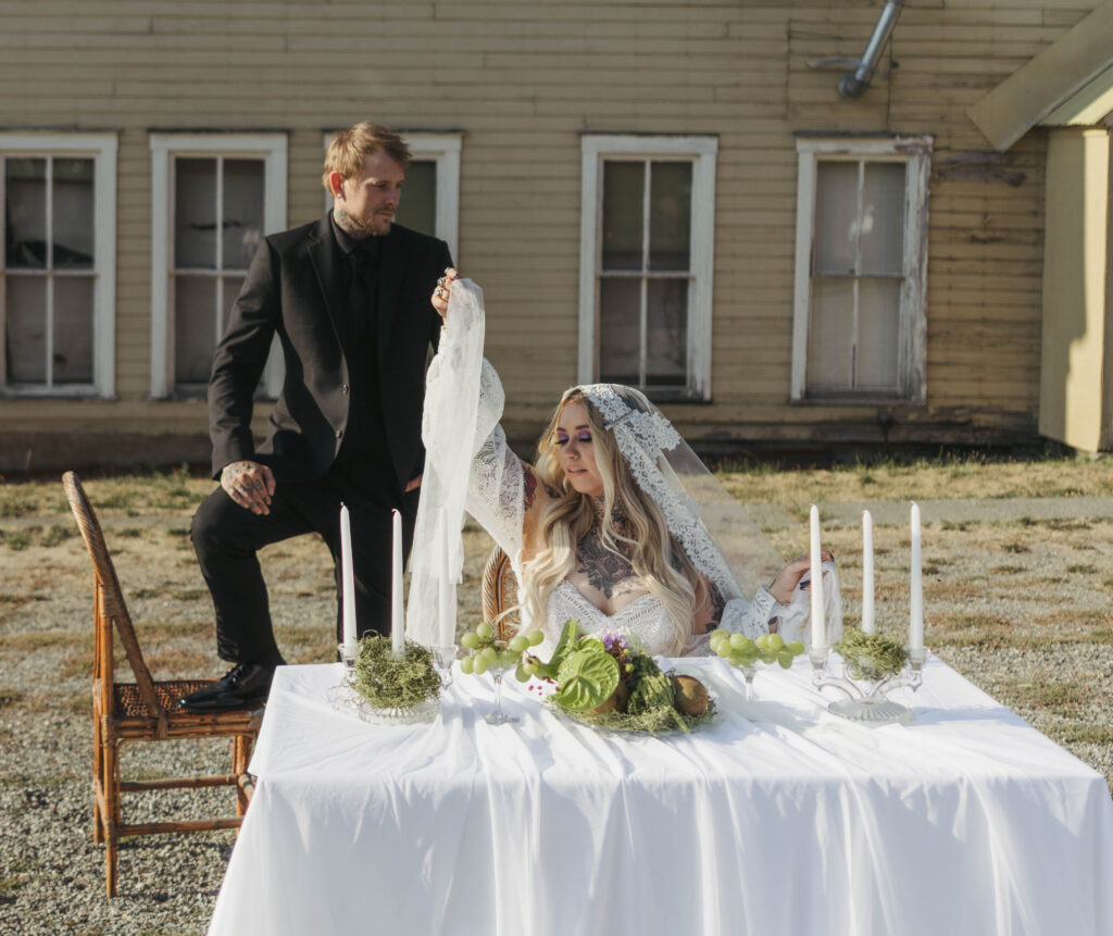 editorial bride and groom table